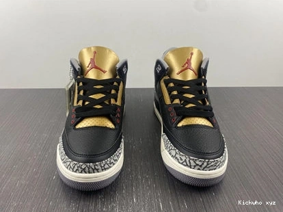 CK9246- Retro SoftTouch 3 3832 Jordan Black Gold Cement 1014